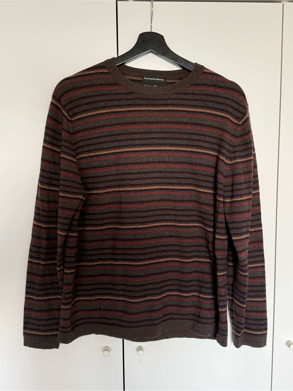 eddie bauer 100% merino wool striped jumper size L